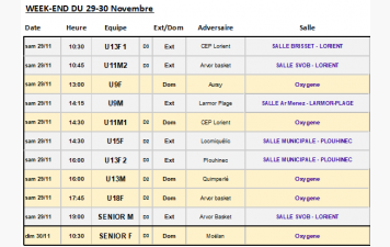 Programme du week-end